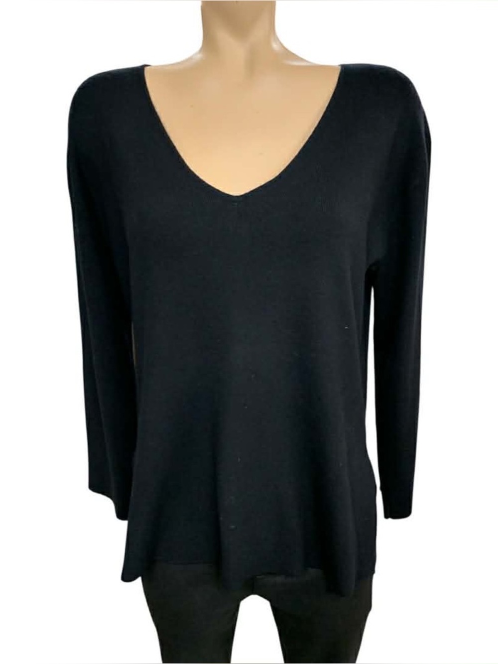 Splendid Black V-Neck Long Sleeve Top Size S